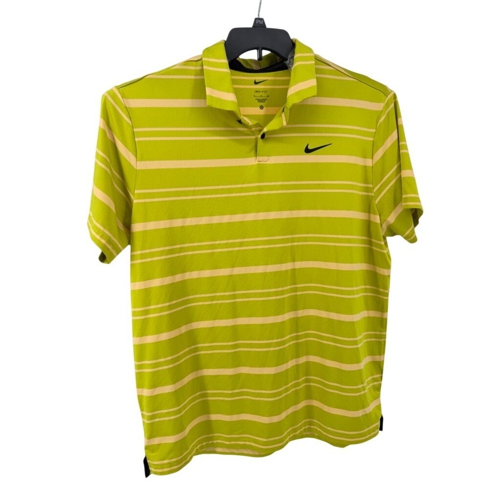 Nike Dri-FIT Striped Polo‎ Shirt Mens XL Lime Green YELLOW Short Sleeve Golf Top